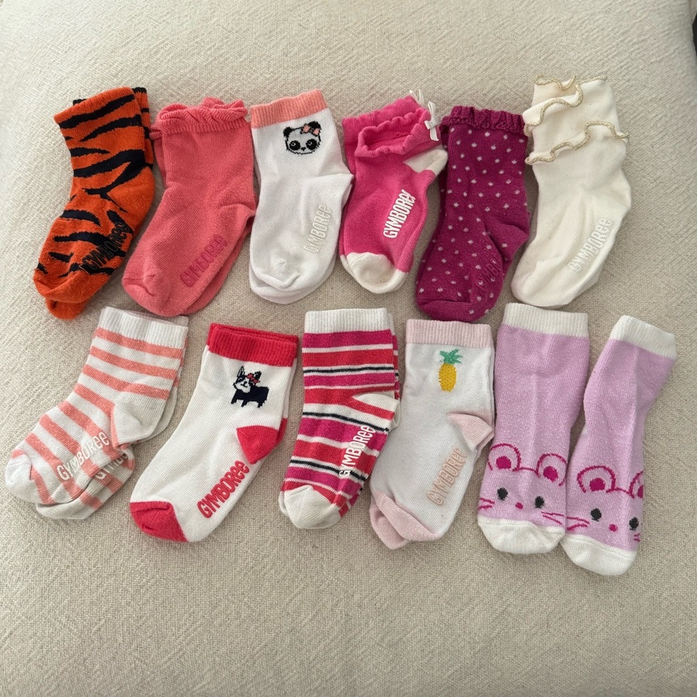 11 pairs Gymboree socks, 12-24 months